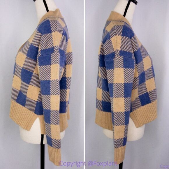 NWT Madewell Bayberry Cardigan Sweater in Buffalo Check, XL, Kim Kardashian - Picture 14 of 15